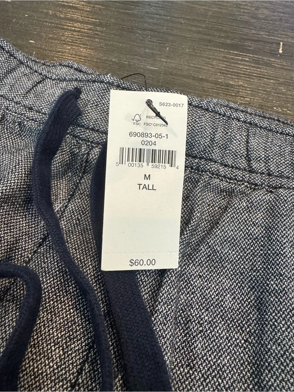 Banana Republic M Tall NWT Gray/Navy drawstring shorts